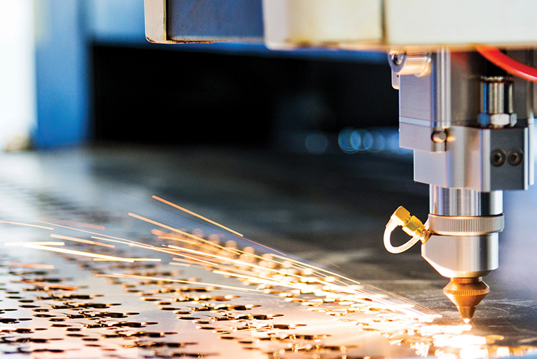 Laser cutting sheet metal with sparks